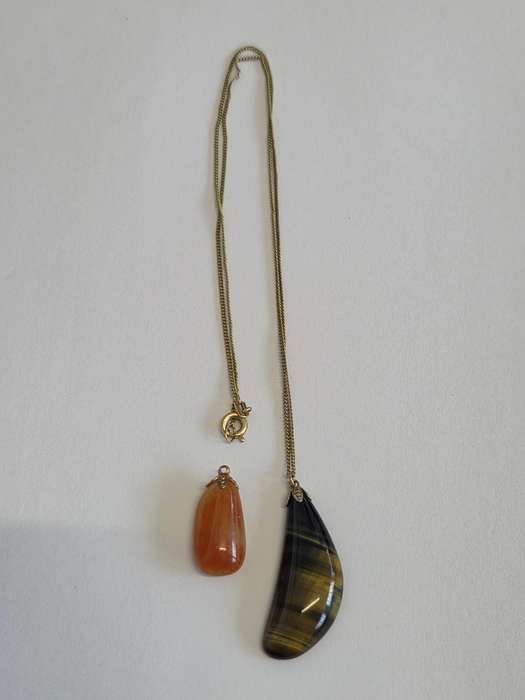 Vintage Rolled Gold Necklace with 2 Pendants