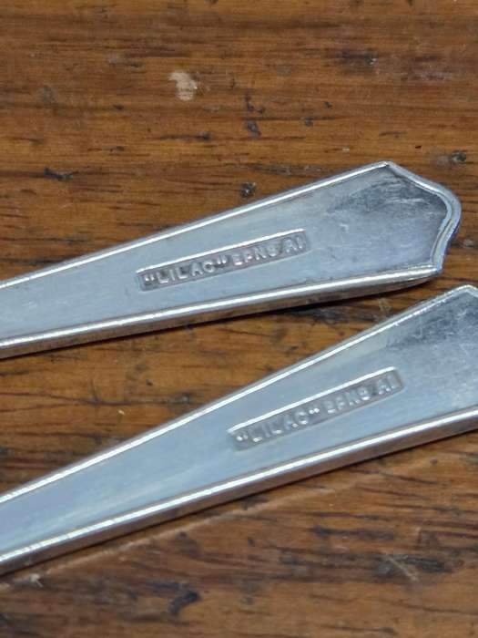 2 x Beautiful Vintage Teaspoons - Sheffield England - Lilac EPNS