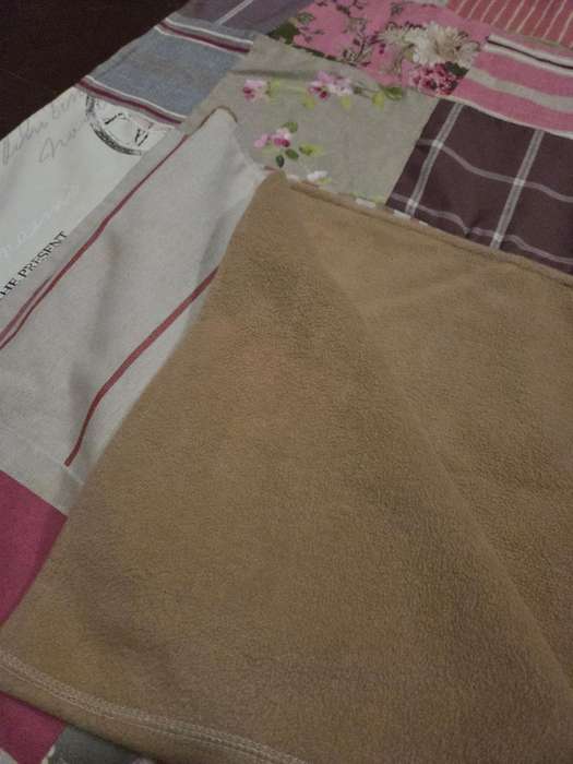 2 x Beautiful Patchwork blankets with fleecy inside - 1m x 1m each