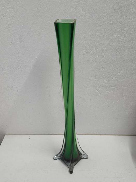 Vintage Tall Green Glass Vase - 40cm
