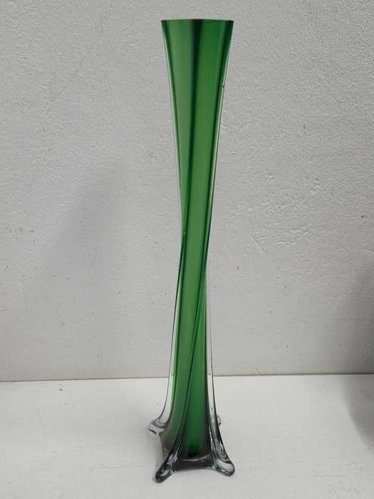 Vintage Tall Green Glass Vase - 40cm