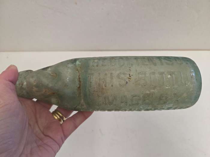 Vintage Glass Bottle with marble - Height - 22cm