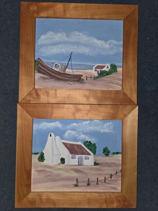 2 x Beach Themed framed painting - Size - 34cm x 29cm each