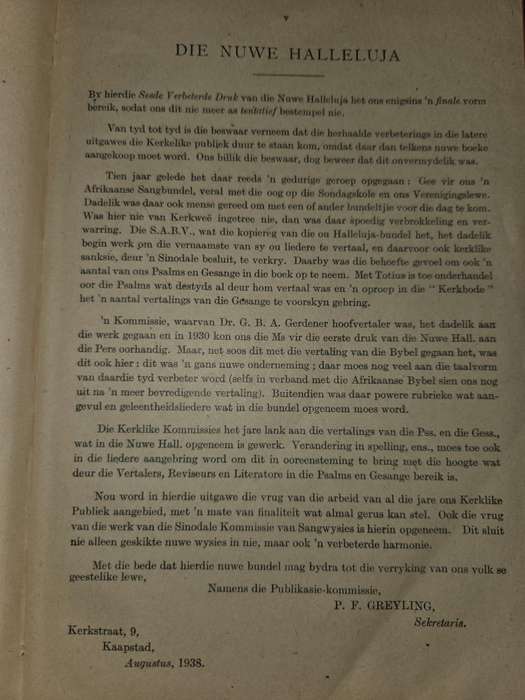 Die Nuwe Halleluja - 1938
