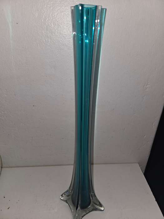 Vintage Tall Turqouise Glass Vase - 40cm - Perfect condition