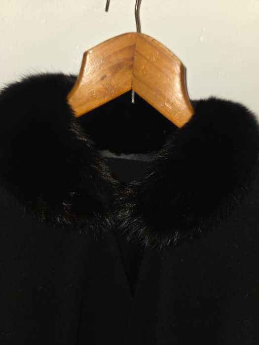 Black shawl \ throw with fake fur collar