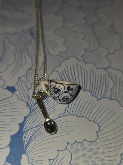 Necklace with cup and spoon pendant