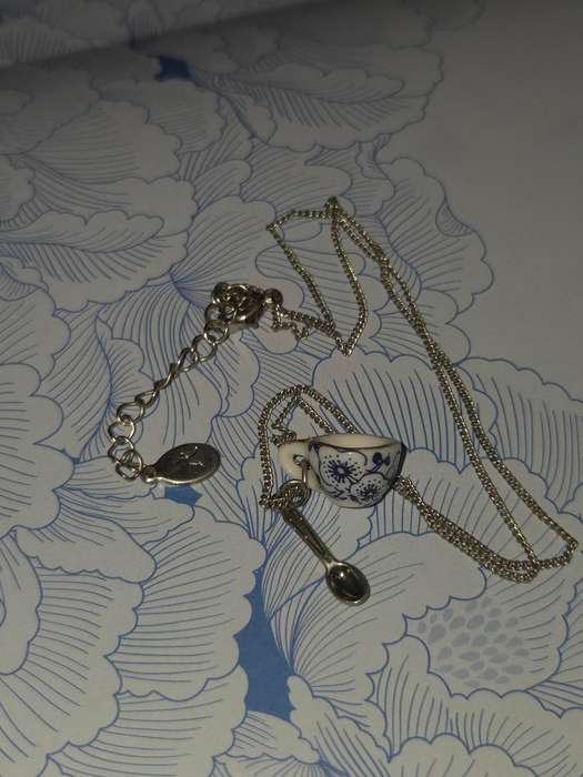 Necklace with cup and spoon pendant