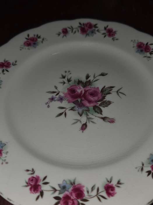 Vintage Queen Anne Bone China cake plate with rose detail - No chips or cracks Made in England