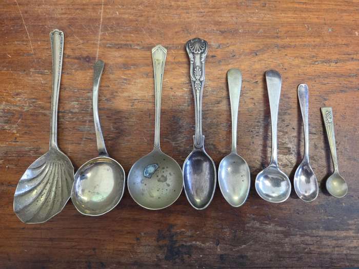 8 x Vintage EPNS Spoons - various sizes - All stamped