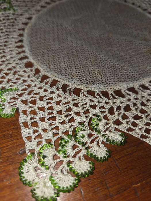 2 x Vintage doilies with the finest beadwork