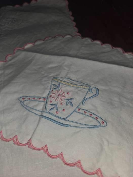 Vintage Embroidered Tea Tray cloth and Teapot cozy set