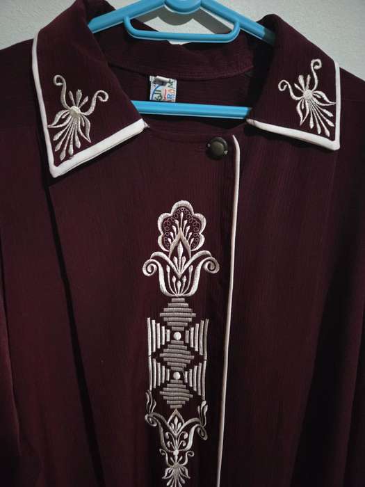Most Beautiful Vintage Maroon Embroidered Coat Dress - Size L Beautiful Detail and Great condition