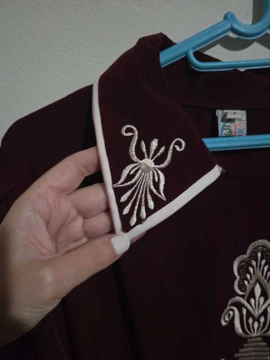 Most Beautiful Vintage Maroon Embroidered Coat Dress - Size L Beautiful Detail and Great condition