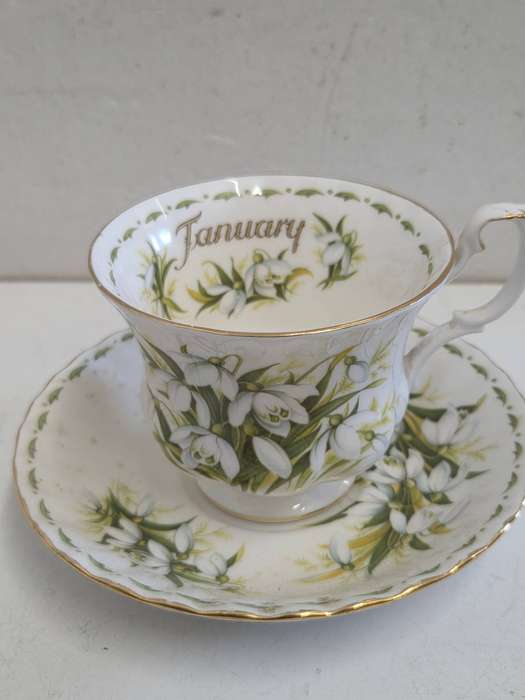 Royal Albert Flower of the month Duo - January Perfect condition