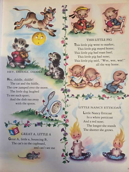 Mother Goose Nursery Rhyme Book A Childhood Book to Treasure - Large Vintage book in great condition