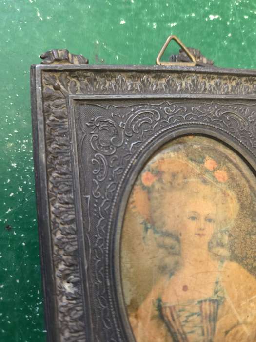 Beautiful Antique set of photos /prints of Victorian couple In metal frames Size -13.5cm x 10cm each
