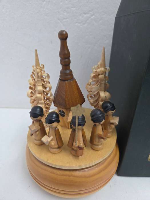Vintage Wooden German Handcrafted Chrismas Music Box / Musical item - working