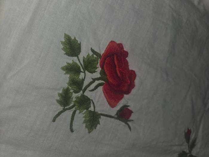 Beautiful Vintage Embroidered Tablecloth with rose detail 100% Cotton Size - 85cm x 85cm Some marks