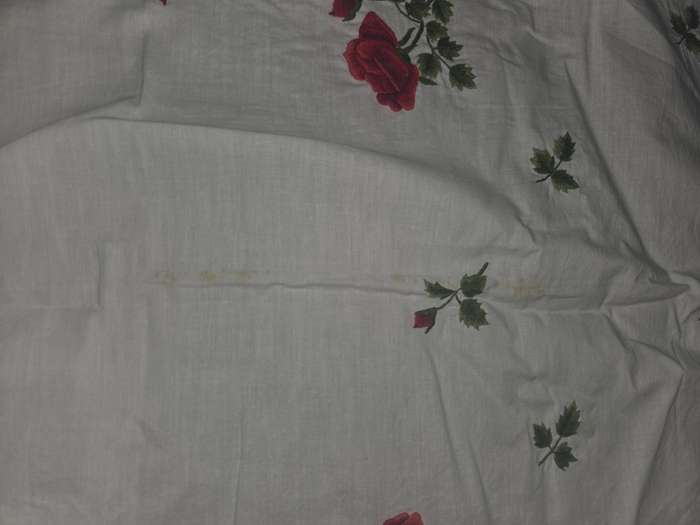 Beautiful Vintage Embroidered Tablecloth with rose detail 100% Cotton Size - 85cm x 85cm Some marks