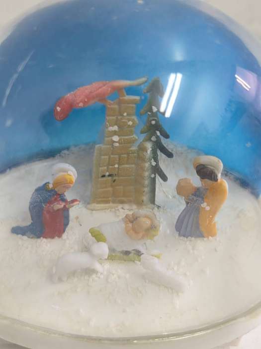 Vintage Snow Globe with Nativity scene - no water - Has space for battery at bottom