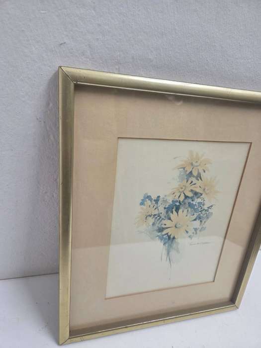 Framed print by artist Rosalind Oesterle - floral water color print Size - 34cm x 29cm