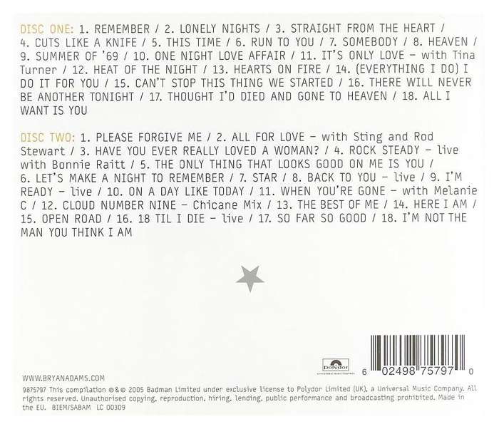 CD: Bryan Adams - Anthology (2005) 2 CDS