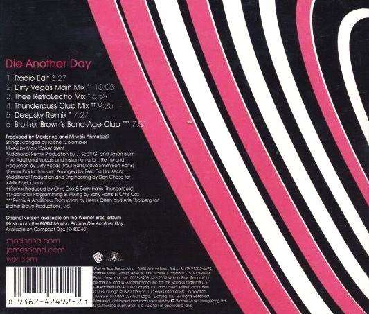 CD: Madonna - Die Another Day (2002) Single plus 5 Remixes