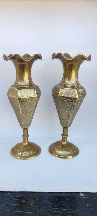 2 British India Brass Vases