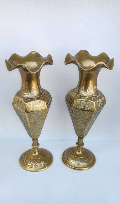 2 British India Brass Vases