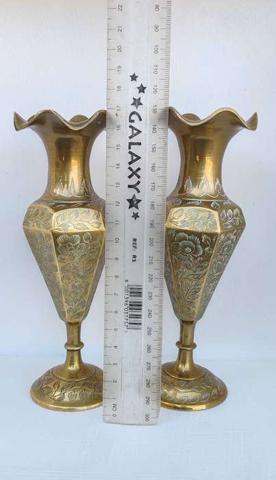 2 British India Brass Vases