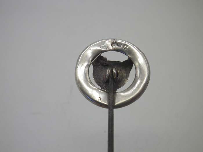 Edwardian 1910 Hallmarked silver FOX hat pin. Birmingham, Pearce & Thompson. Steel pin 12cm