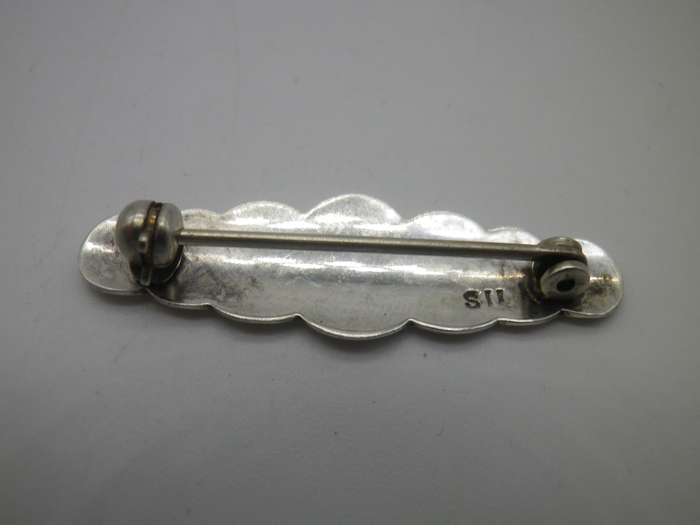 Sterling Silver BABY brooch or tie pin. Open Cartouche for engraving 3.2 cm. 1.10g