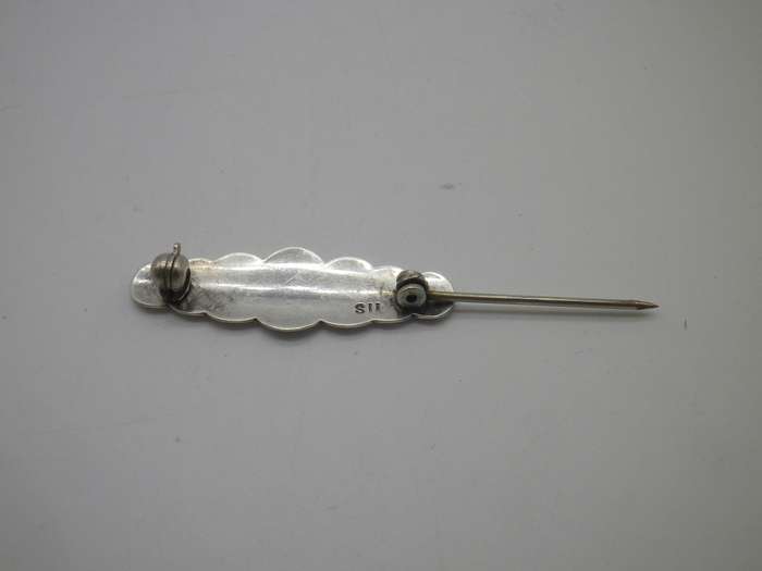 Sterling Silver BABY brooch or tie pin. Open Cartouche for engraving 3.2 cm. 1.10g