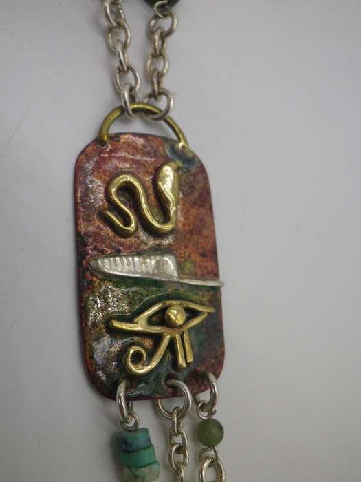 Egyptian Silver, Copper Brass & semi precious stones Designer Necklace.