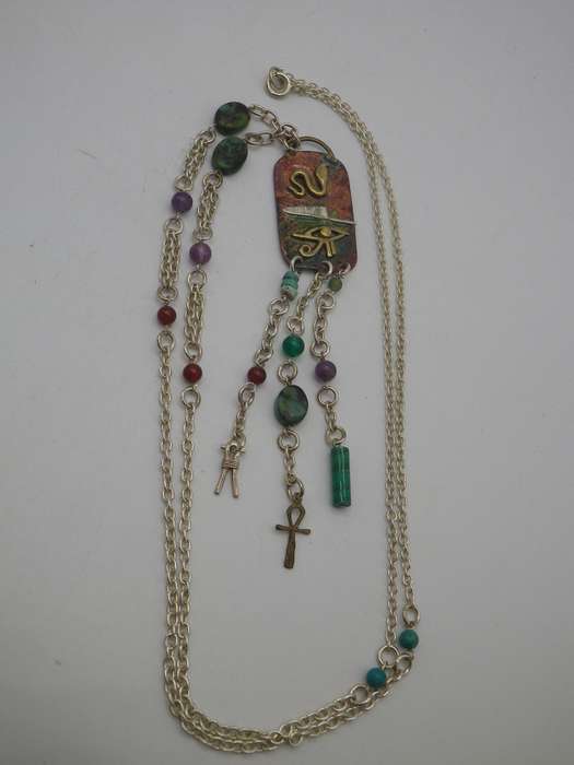 Egyptian Silver, Copper Brass & semi precious stones Designer Necklace.