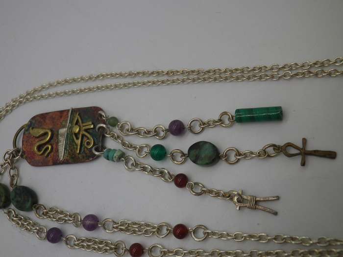 Egyptian Silver, Copper Brass & semi precious stones Designer Necklace.