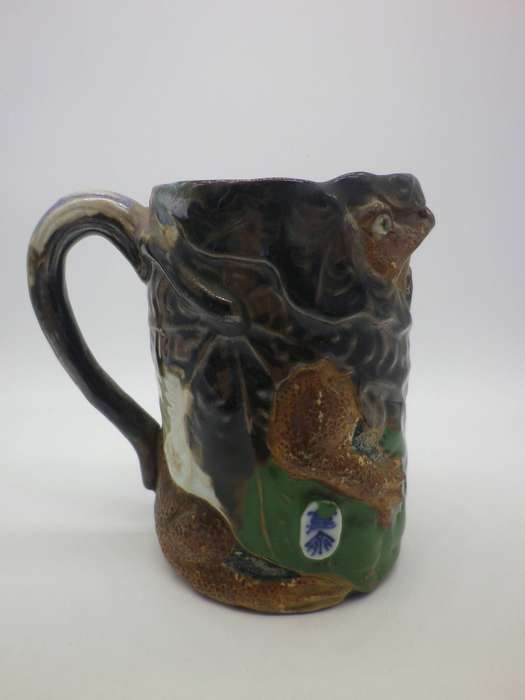 RARE!! Antique Sumida Gawa, Japanese Pottery tankard. Signed Inoue Ryosai. 13cm