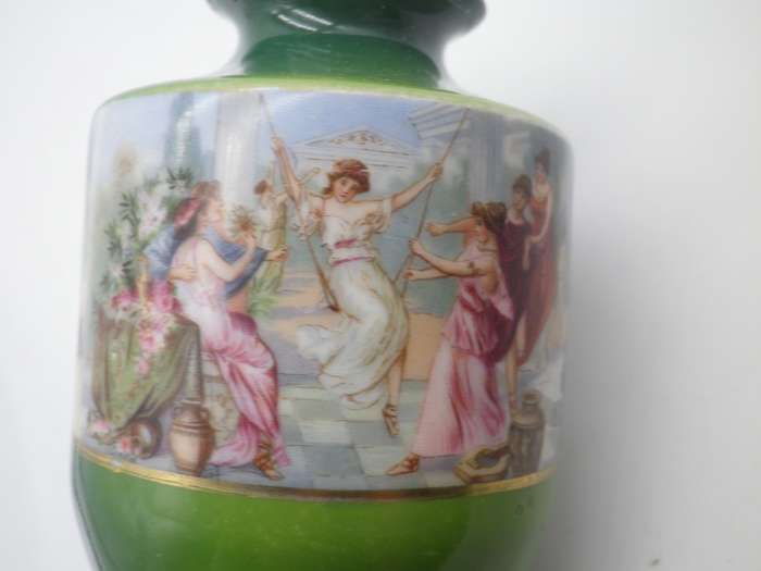 Antique Victorian porcelain vase with Hallmarked Silver rim. London 1910