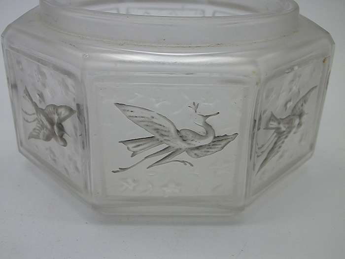 French 1920s SJ Viard Glass powder bowl & hallmarked silver & enamel lid Birmingham 1931