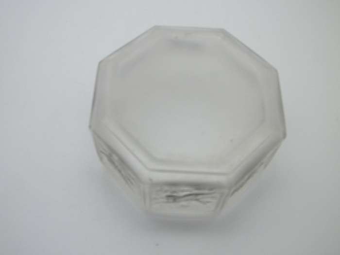 French 1920s SJ Viard Glass powder bowl & hallmarked silver & enamel lid Birmingham 1931
