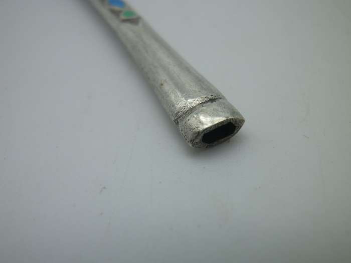 Vintage Chinese Sterling Silver & Enamel Cigarette Holder.