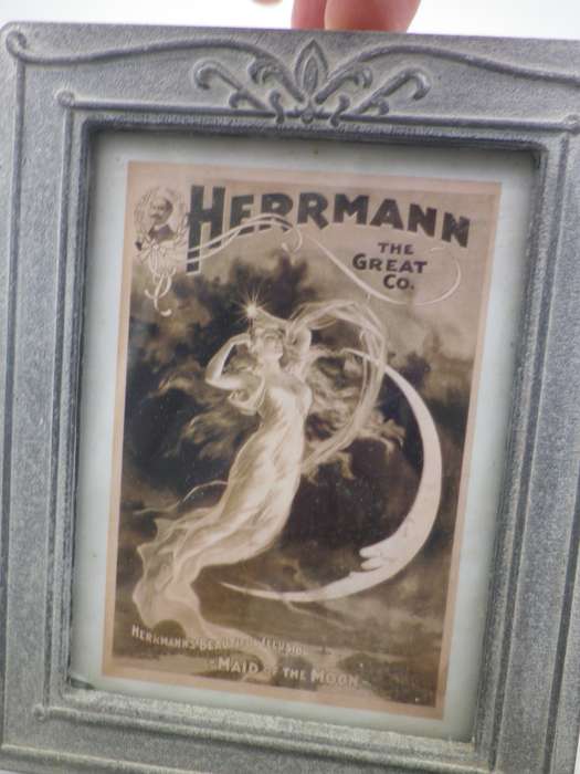 Pair ART NOUVEAU design heavy grey metal pewter? standing frames with interesting Art Nouveau prints