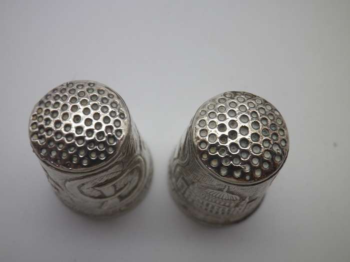 Pair Hallmarked Silver THIMBLES Charles & Diana's Wedding (Sad) 7g  Birmingham 1981 Boxed