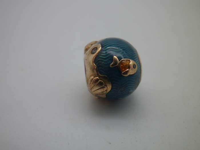 PANDORA glass & Rose Gold plated charm. Original. Stamped. OCEAN THEME (no 2)