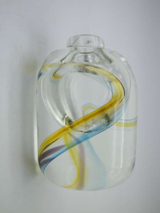 DAVID READE Glass Scent perfume bottle with stopper.  Designer SA ART GLASS 10 x 4.5cm