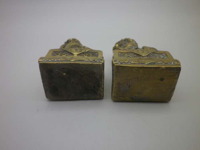 Vintage Pair Brass  20th Century Miniature Chinese foo dogs. Lovely detail. 7.5cm