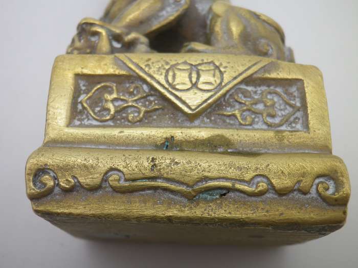 Vintage Pair Brass  20th Century Miniature Chinese foo dogs. Lovely detail. 7.5cm