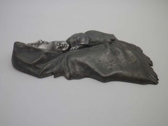 Cast Pewter Madonna & Child Vintage Icon for mounting. Exquisite. 16.5 x 9cm x 2.5