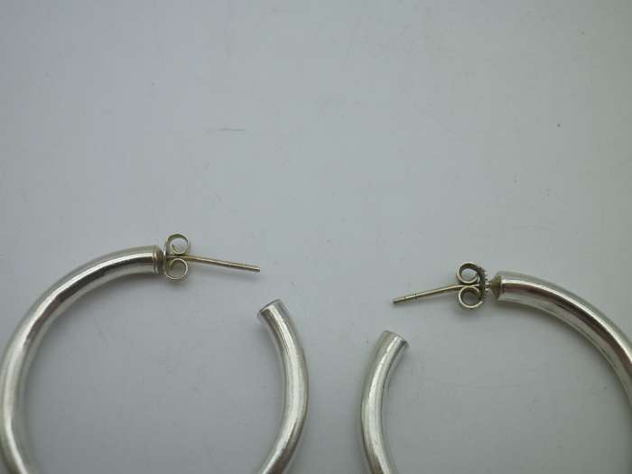 Big Sterling Silver Vintage Hoop Earrings. 4cm. 7g